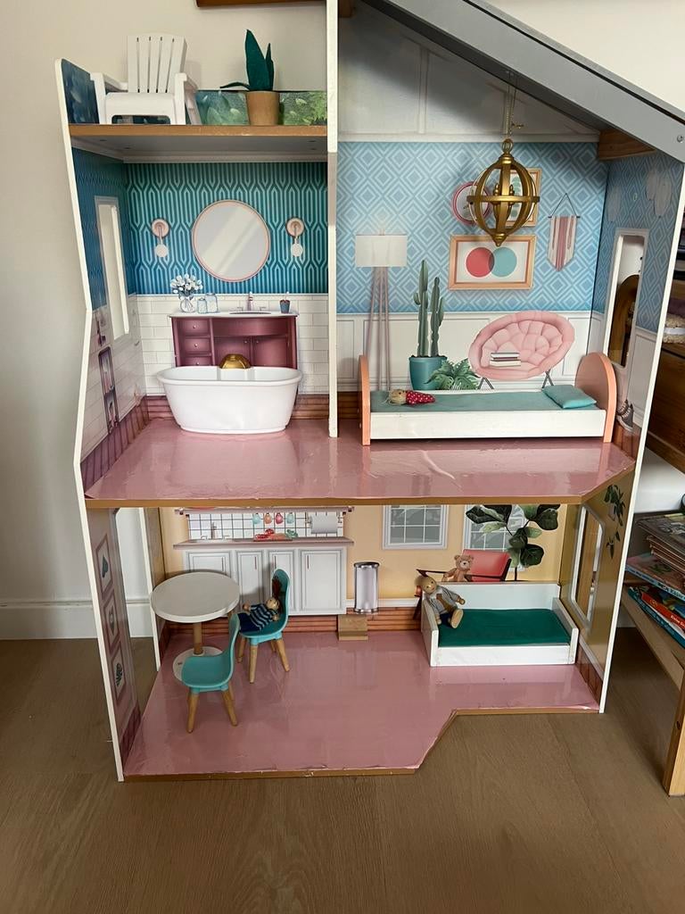 Gratis! Houten poppenhuisje kidkraft, Ophalen, Gebruikt, Poppenhuis