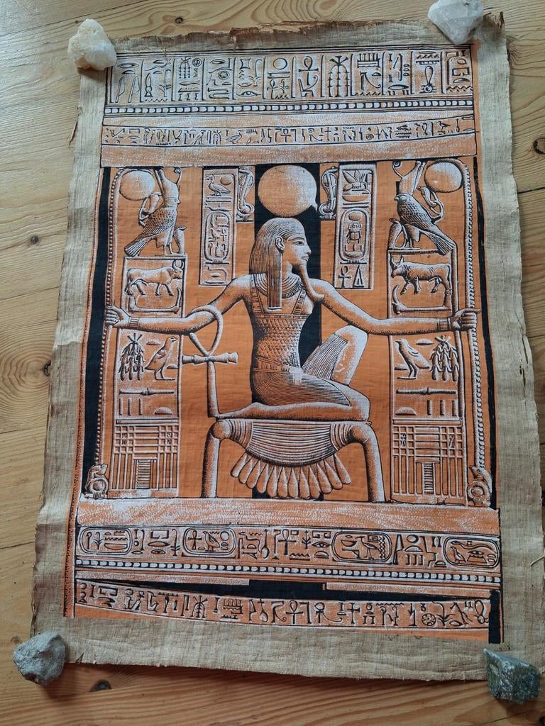 Egyptische Papyrus met Godin Isis Afbeelding, Antiek en Kunst, Ophalen of Verzenden