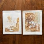 Twee aquarellen, Ophalen of Verzenden