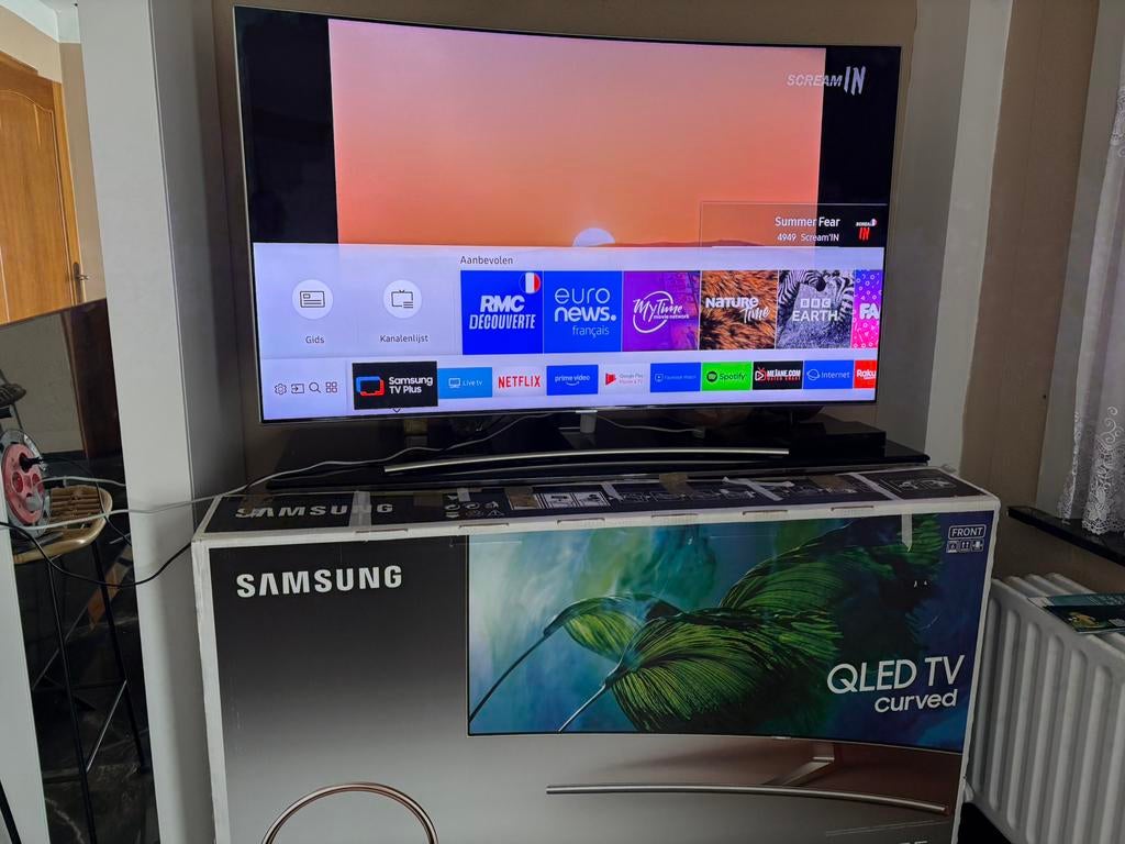 Samsung qled curved smart tv 55 inch ophl 3670 ellikombelgie, Ophalen of Verzenden, Zo goed als nieuw, 100 Hz, Samsung