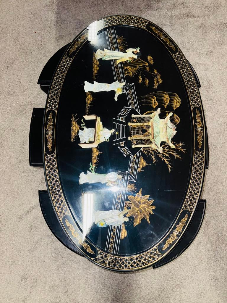 Chinese salontafel met zes krukjes, Ophalen of Verzenden