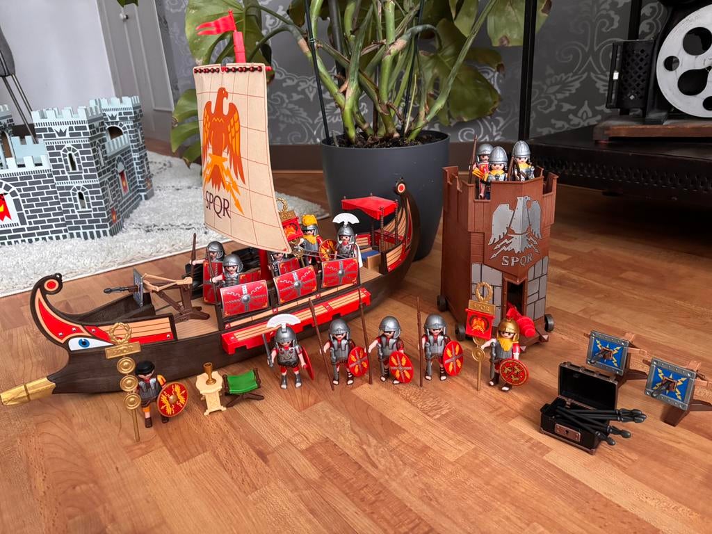 Playmobil Romeinen schip en aanvalstoren, Kinderen en Baby's, Speelgoed | Playmobil, Ophalen of Verzenden, Zo goed als nieuw