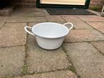 Oude emaille pan - Wit met zwarte rand, Ophalen of Verzenden, Gebruikt, Overige materialen, Kookpan of Snelkookpan