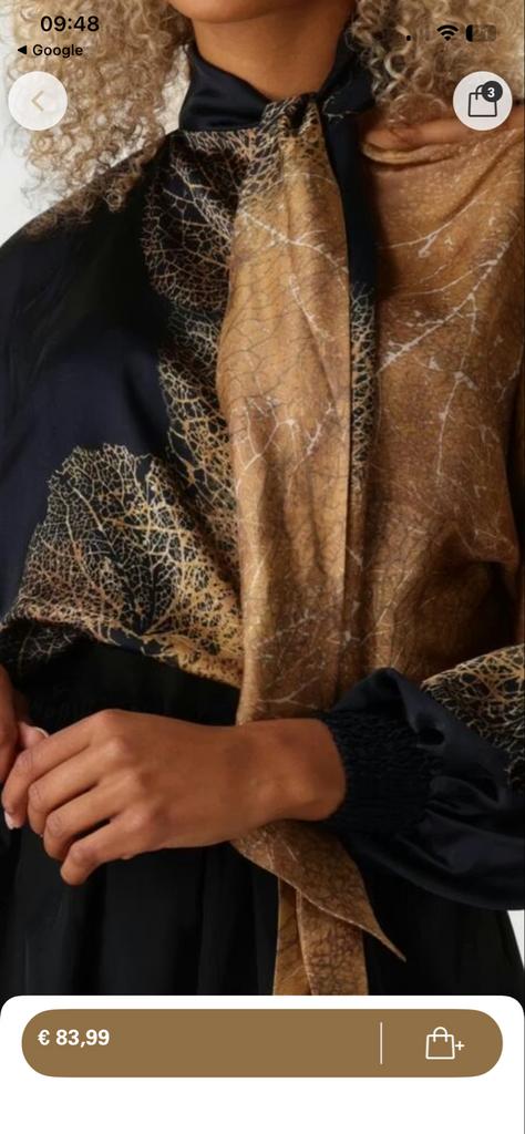Summum blouse met strik maat M zwart bruin, Ophalen of Verzenden, Nieuw, Maat 38/40 (M), Zwart