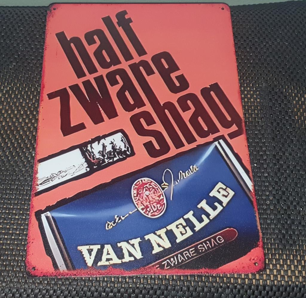 Van Nelle Half Zware Shag Reclamebord - Mancave Decoratie, Verzamelen, Ophalen of Verzenden, Nieuw, Reclamebord