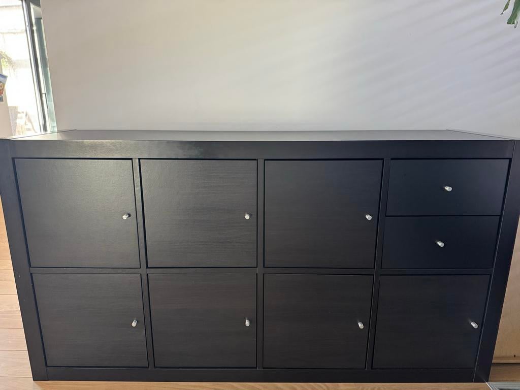 IKEA Kallax Kast Zwartbruin met Deurtjes en Lades, Ophalen, Gebruikt