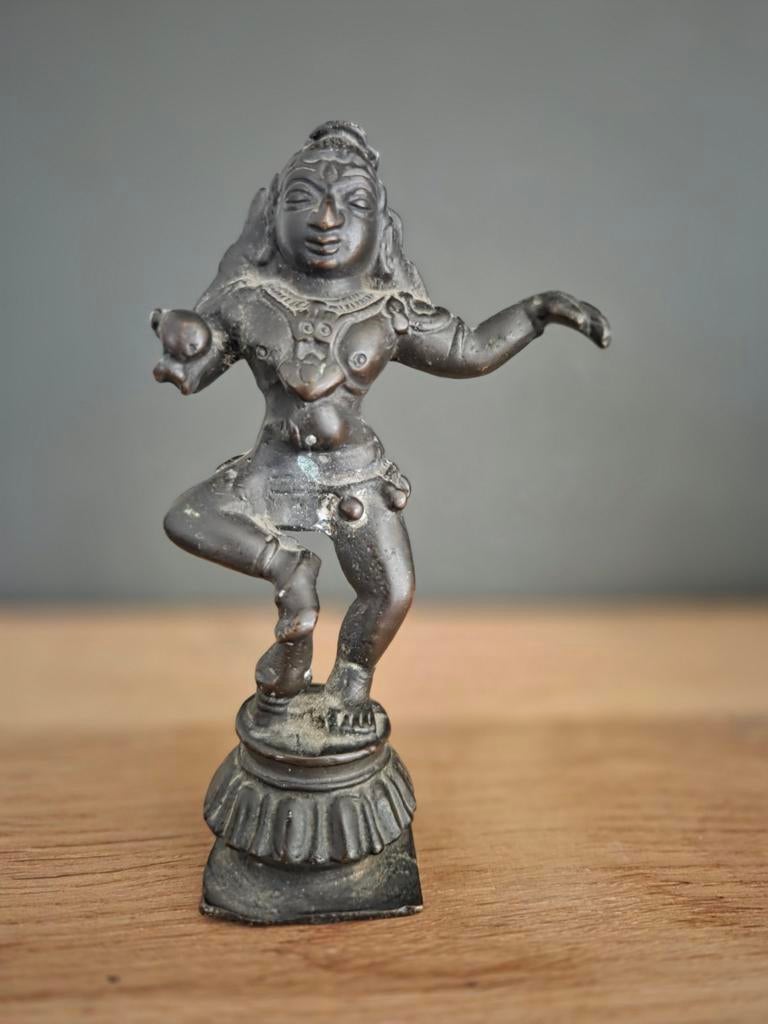 Bronzen beeldje bala Krishna met boterbal, Ophalen of Verzenden
