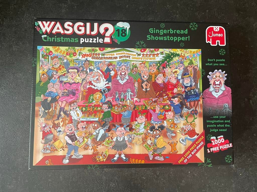 Wasgij kerst puzzel gingerbread showstopper christmas nr 18, Ophalen of Verzenden, 500 t/m 1500 stukjes, Zo goed als nieuw, Legpuzzel