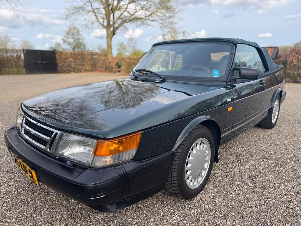 Saab 900 2.0 16 S Cabrio U9 1992 Groen, Auto's, Saab, Voorwielaandrijving, 1280 kg, Zwart, 4 cilinders