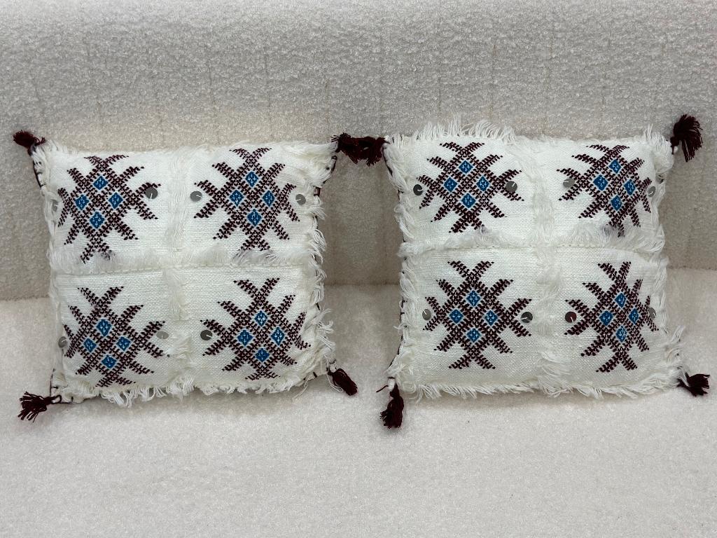 Handira kussens met vulling 2x, Ophalen of Verzenden, Nieuw, Wit, Vierkant