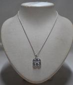 Zilveren ketting met klaver 4 met steentjes nr.075, Sieraden, Tassen en Uiterlijk, Kettingen, Met hanger, Verzenden, Zo goed als nieuw