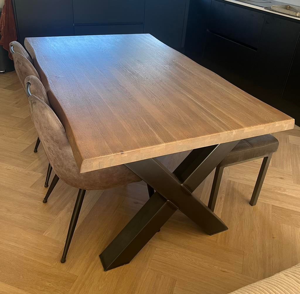 Haco Eiken Boomstam Eettafel 160x100 cm, Ophalen, Gebruikt, Eikenhout, 50 tot 100 cm