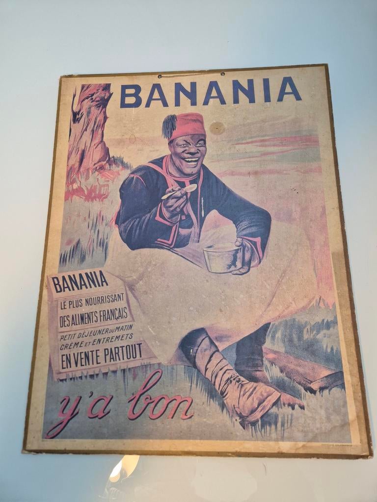 Vintage reproductie Banania reclame pancarte, Ophalen of Verzenden, Gebruikt, Reclamebord