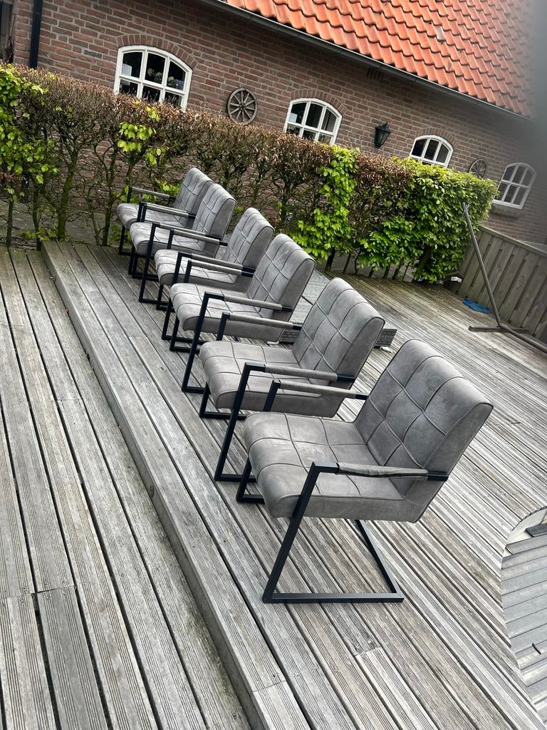 eetkamerstoelen met armleuningen stoel stoelen, Huis en Inrichting, Gebruikt, Ophalen of Verzenden, Metaal, Grijs