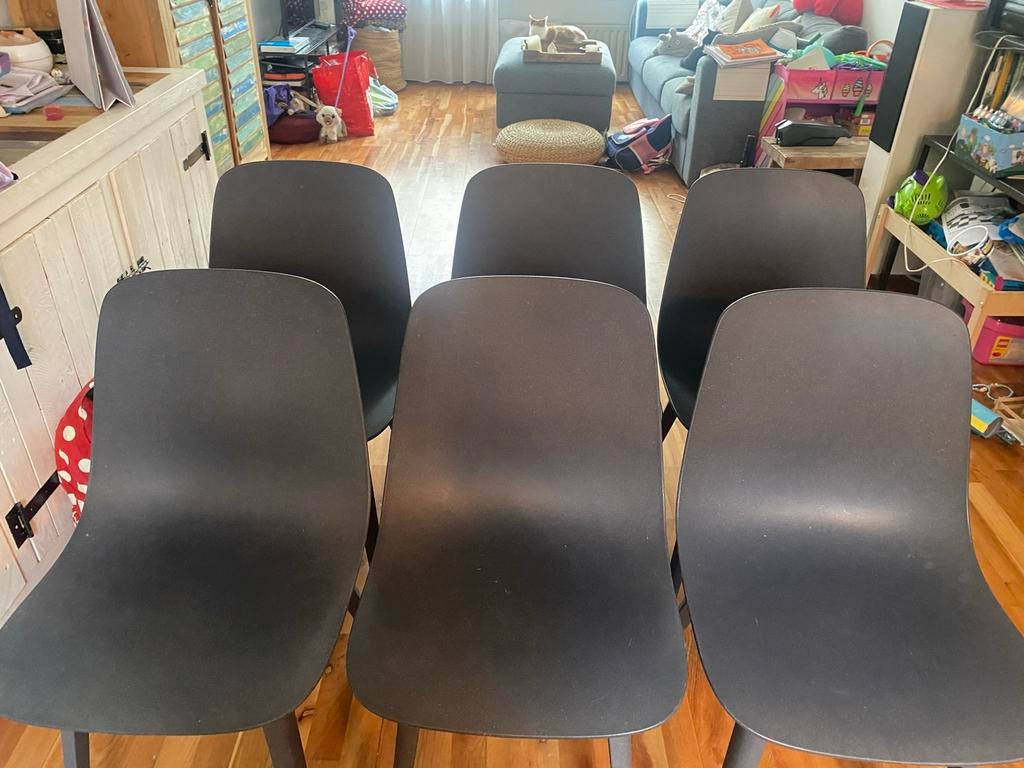 IKEA Odger stoelen, 6 stuks, Huis en Inrichting, Ophalen, Kunststof, Gebruikt, Grijs