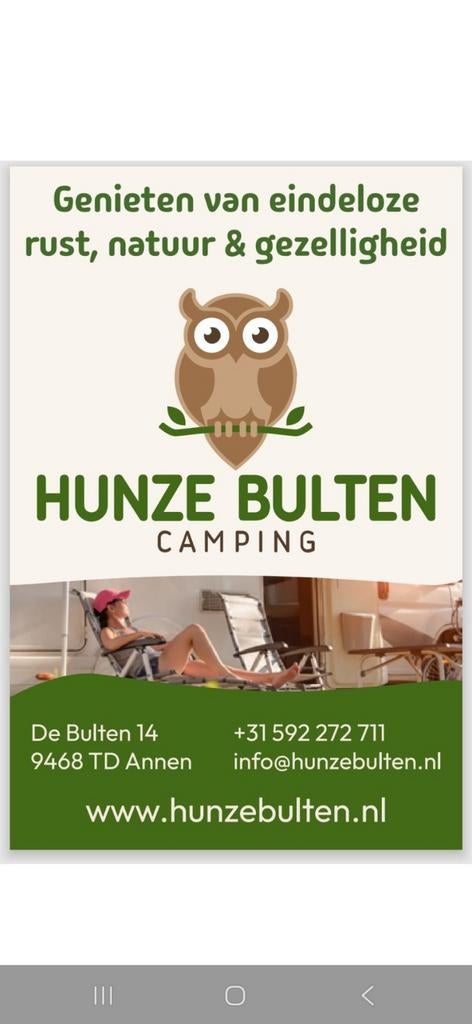 CAMPING Hunze Bulten seizoensplaatsen, Caravans en Kamperen, Verhuur