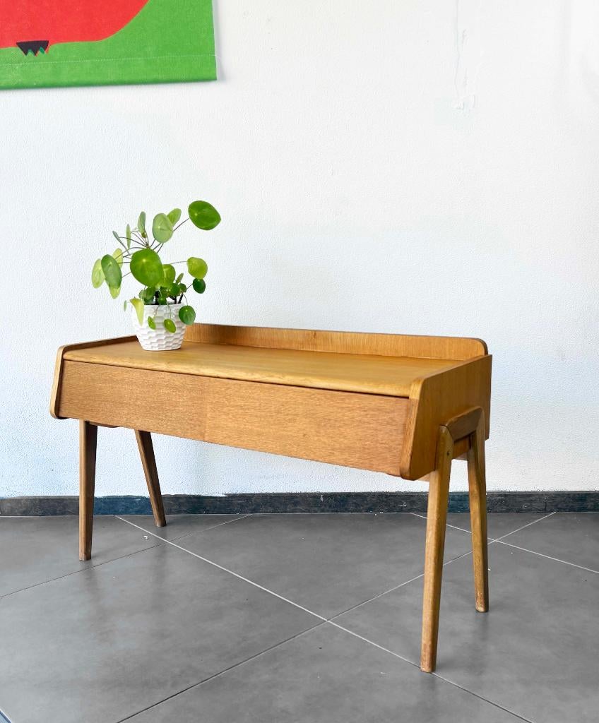 Vintage jaren 60 sidetable kastje dressoirtje berkenhout, Ophalen, Gebruikt, Vintage, 50 tot 100 cm