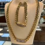 14k gouden ketting armband cuban schakel monaco, Ophalen of Verzenden, Nieuw, Goud