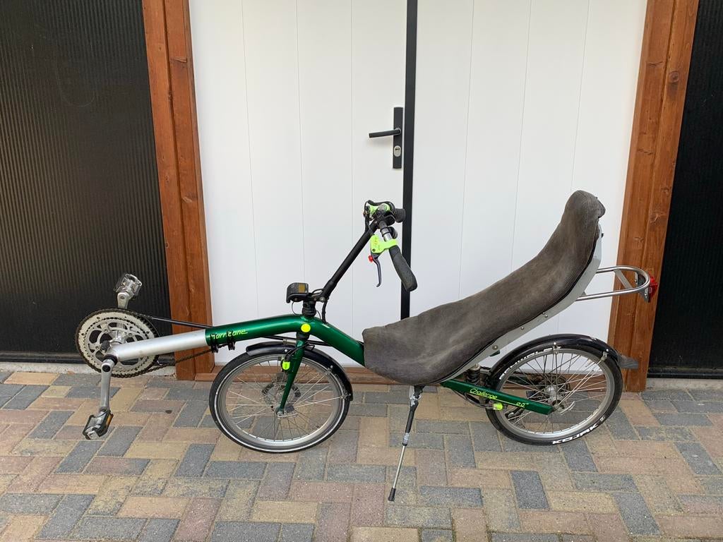 Groene ligfiets met bovenstuur, Fietsen en Brommers, Fietsen | Ligfietsen, Ophalen, Gebruikt, Bovenstuur, Overige merken