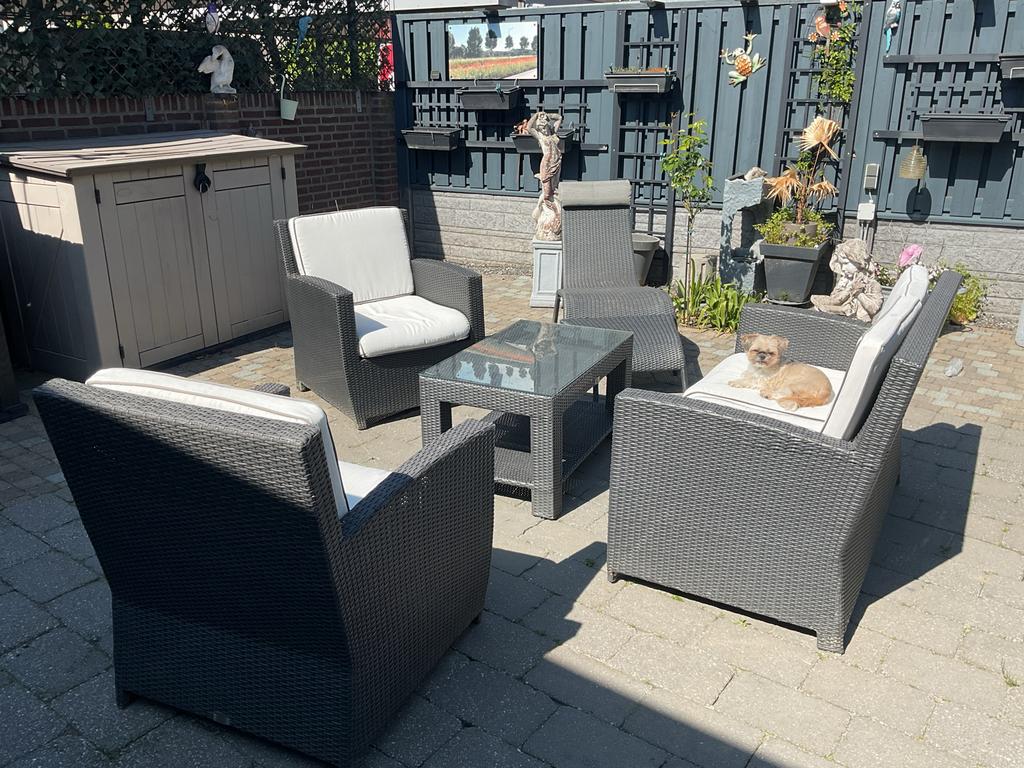 Complete 6-delige tuinset met kussens - Bois le Duc, Tuin en Terras, 5 zitplaatsen, Gebruikt, Ophalen of Verzenden, Wicker
