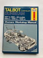 Autohandboek van Haynes  Talbot/Chrysler/Sunbeam 1977 - 1982, Auto diversen, Ophalen of Verzenden