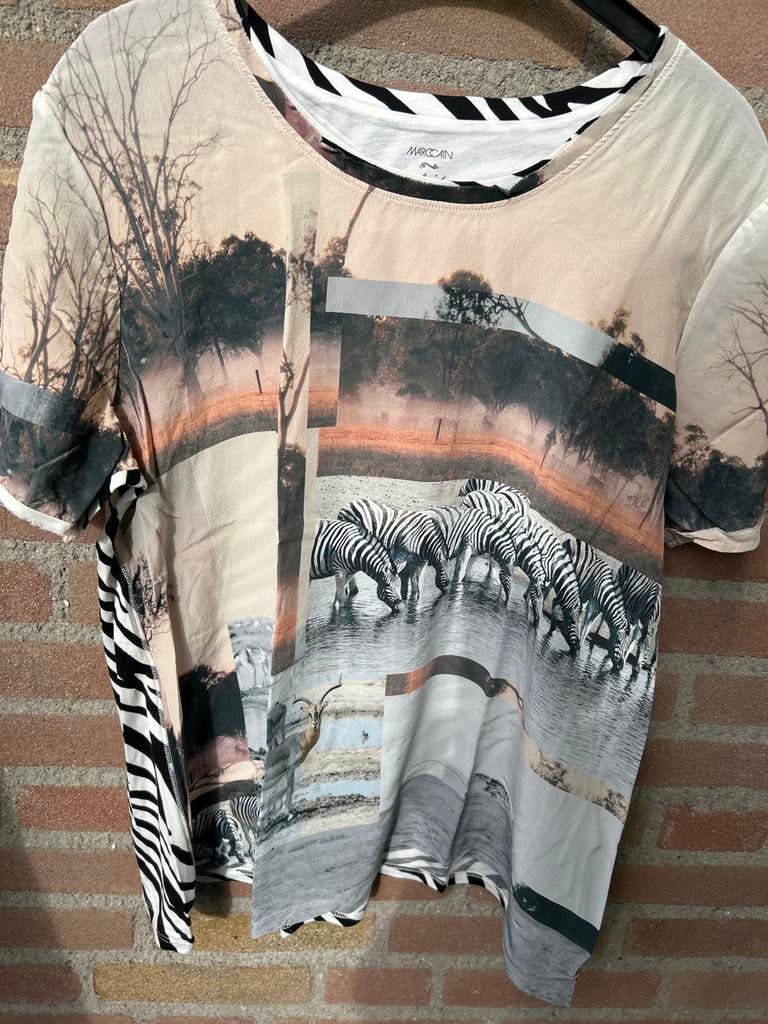 Marc Cain shirt maat 6 ,met zebraprint, Overige kleuren, Maat 42/44 (L), Ophalen of Verzenden, Korte mouw