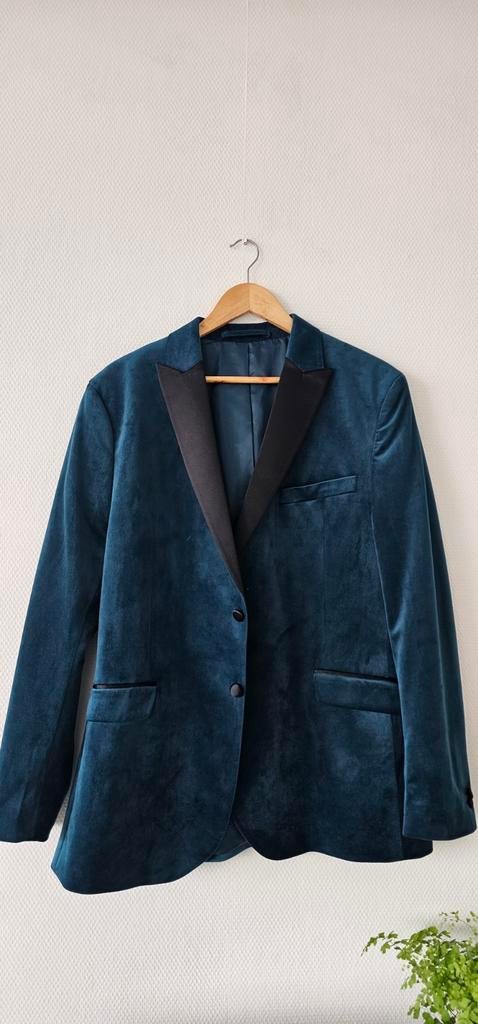 C&A Slim Fit Fluwelen Colbert Blauw, Maat 52/54 (L), Blauw, Zo goed als nieuw, C&A