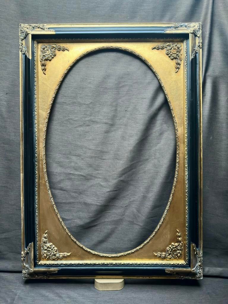 OVALE BAROKKE SCHILDERIJLIJST (((((60x90))))) Bladgoud/zwart, Ophalen of Verzenden, Zo goed als nieuw, Hout, Minder dan 50 cm