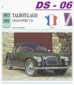 Ds6 autokaart talbot lago grand sport t 26 ( 1953 - 1955), Verzenden, Zo goed als nieuw, Auto's