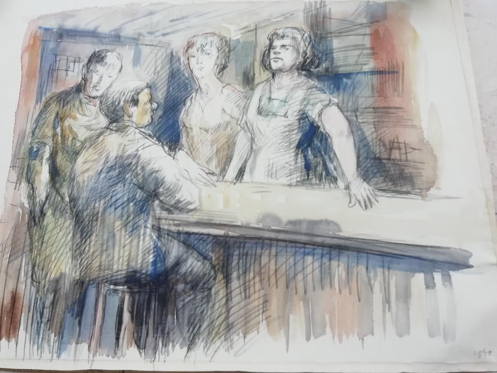 4 TEKENINGEN OP PAPIER VAN HANS VAN NORDEN, Antiek en Kunst, Kunst | Tekeningen en Foto's, Ophalen