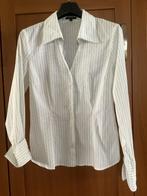 Wit/grijs gestreepte blouse getailleerd/slimfit/ stretch XL, Wit, Maat 46/48 (XL) of groter, Ophalen of Verzenden, Zo goed als nieuw