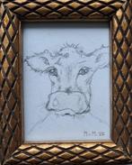 tekening Koe 12x10cm, Huis en Inrichting, Woonaccessoires | Schilderijen, Tekeningen en Foto's, Minder dan 50 cm, Tekening, Ophalen of Verzenden