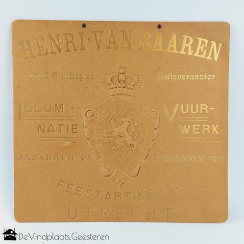 Art Deco reclame Feestartikelen - oude Utrechtse winkel, Antiek en Kunst, Curiosa en Brocante, Ophalen of Verzenden