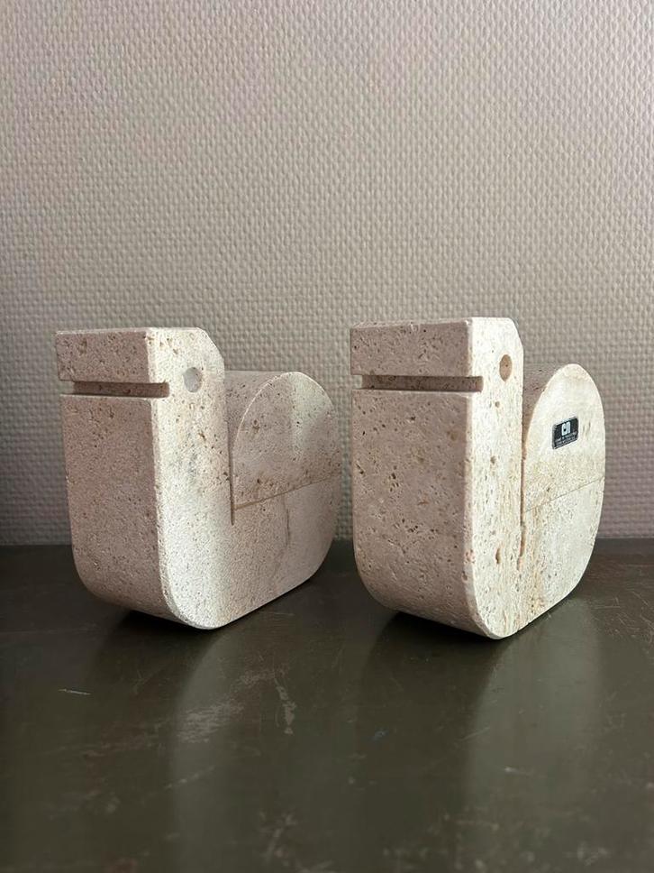 2 midcentury Fratelli Mannelli travertin beeldjes c. Nestore, Antiek en Kunst, Kunst | Designobjecten, Ophalen