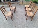 5x eetkamerstoelen met rieten zitting - gratis ophalen, Ophalen, Gebruikt, Bruin, Vijf, Zes of meer stoelen