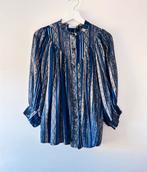 Blauwe blouse met gouden lurex-draad, Nieuw, Blauw, Maat 38/40 (M), Ophalen of Verzenden