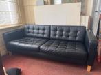 Bank Zwart Leder - Zo Goed Als Nieuw!, Tweepersoons, Ophalen of Verzenden, Zo goed als nieuw, Rechte bank