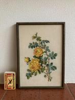 Klein geborduurd mini schilderijtje met gele rozen roos, Ophalen of Verzenden, Zo goed als nieuw, Schilderij, Oorspronkelijke maker