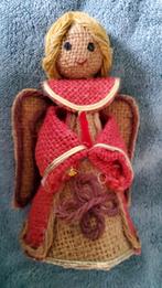 Oude retro rode jute engel kerstengel 15 cm., Diversen, Kerst, Ophalen of Verzenden