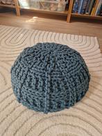 Stoffen poef (kabelpatroon) in petrol blauw, Ophalen, Minder dan 50 cm, Gebruikt, Rond