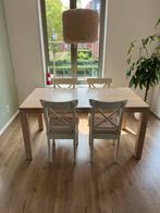 Eikenhouten eettafel inclusief 4 stoelen, Ophalen, Gebruikt, Eikenhout, 50 tot 100 cm