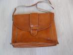 Leren schouder-/school tas met diverse vakken., Gebruikt, Bruin, Ophalen of Verzenden, Leer