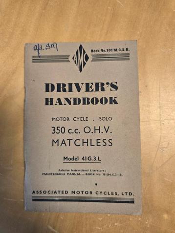 Matchless 350cc O.H.V. Driver's Handbook beschikbaar voor biedingen
