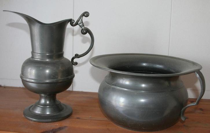 Tinnen "pispot" en Schenkkan, Antiek en Kunst, Antiek | Tin, Ophalen of Verzenden