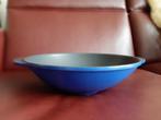 Kobalt blauwe gietijzeren wok pan 34 cm, Gietijzer, Ophalen of Verzenden, Zo goed als nieuw, Keramische plaat