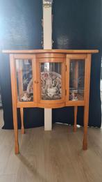 Prachtig eiken theekastje met dienblad geslepen glas, Antiek en Kunst, Ophalen of Verzenden