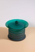 Memphis Design groen glazen golfjes pot bonbonniere matglas, Ophalen of Verzenden