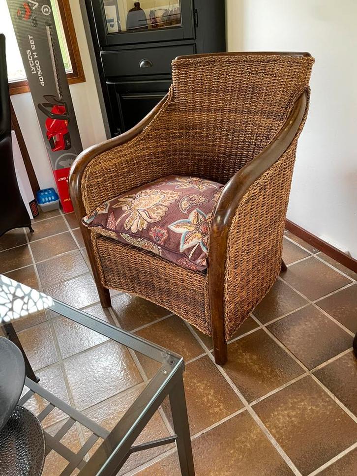 2 fauteuils incl. losse kussens met rits, Huis en Inrichting, Stoelen, Zo goed als nieuw, Twee, Hout, Stof, Bruin, Ophalen