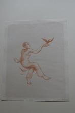 JOHN RÄDECKER MAN MET VOGEL LITHO 1947 Schildersprent SP23, Verzenden