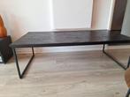 'Sharing' Zwarte houten salontafel+bijzettafel, Gebruikt, Minder dan 50 cm, Industrieel, Rechthoekig